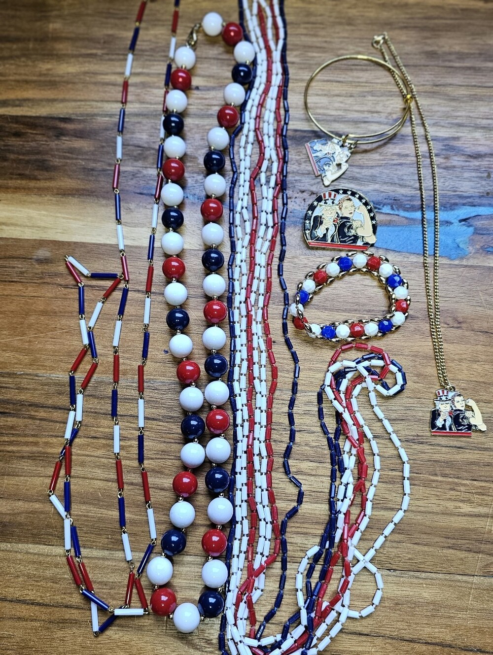 Patriotic Red White and Blue Jewelry Lot Vintage Retro To Modern  Necklaces